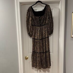 Madewell Long Sleeve Floral Dress - Black and Brown